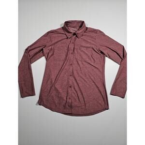 Eddie Bauer Women's Long Sleeve Button Up Red Solid Closet Staple Basic Top M